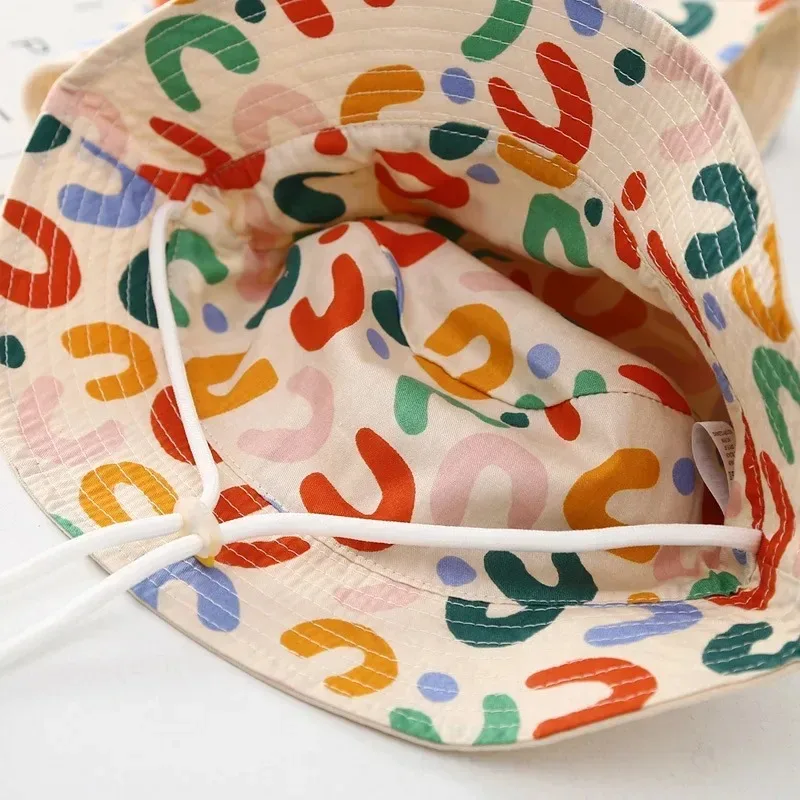 

Double Sided Baby Bucket Hats Cute Letter Embroidered Children Boys Girls Fisherman Panama Cap Summer Outdoor Kids Sun Hat