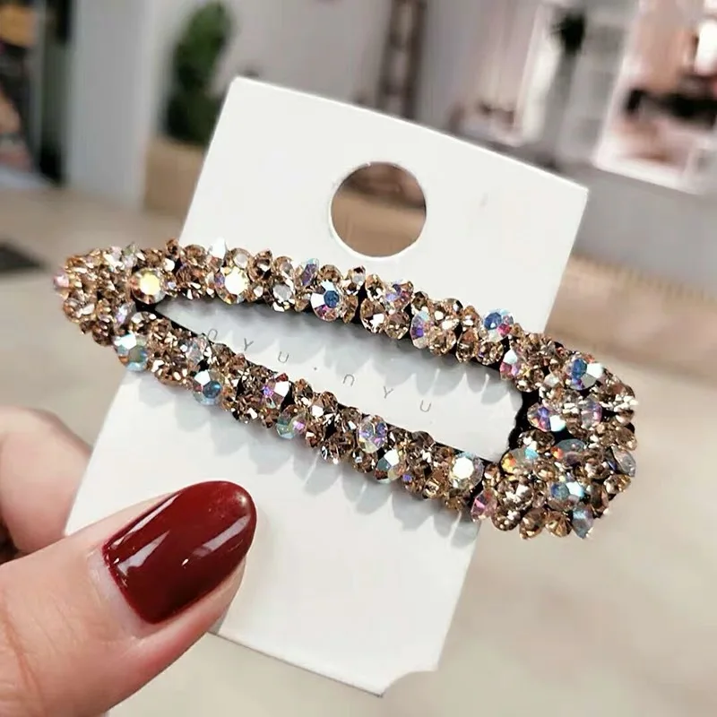 New Shiny Rhinestone Elegant Colour BB Hair Clips Women Girl Crystal Hairpin Headdress Fashion Barrettes Hair Accessories Gift