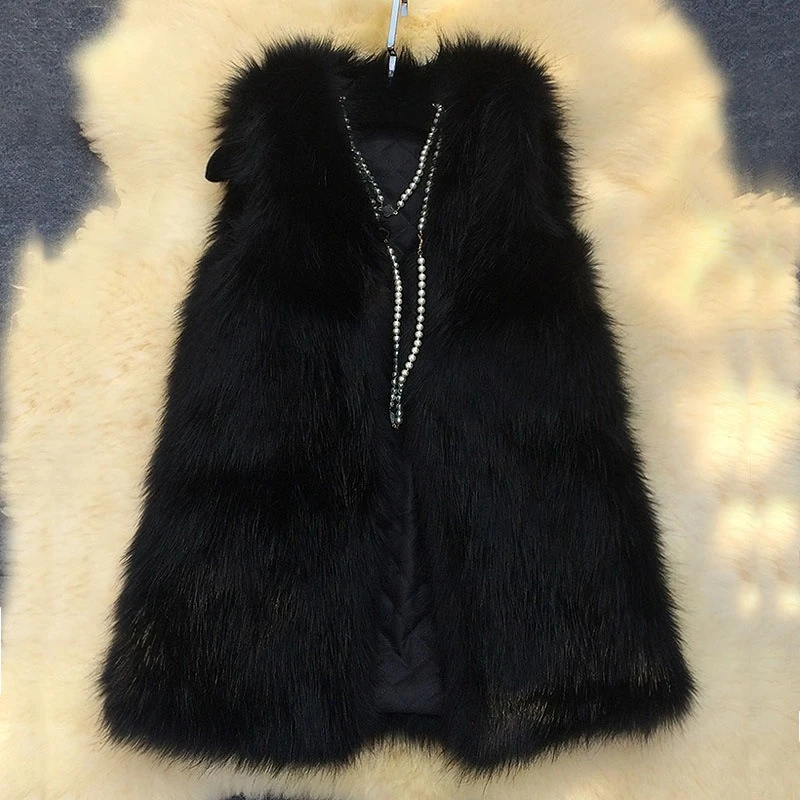 Manteaux en fausse fourrure de renard pour femmes, vestes mi-longues, gilets, manteau épais et chaud, Streetwear Y2k, vêtements d'extérieur de travail élégants, automne hiver