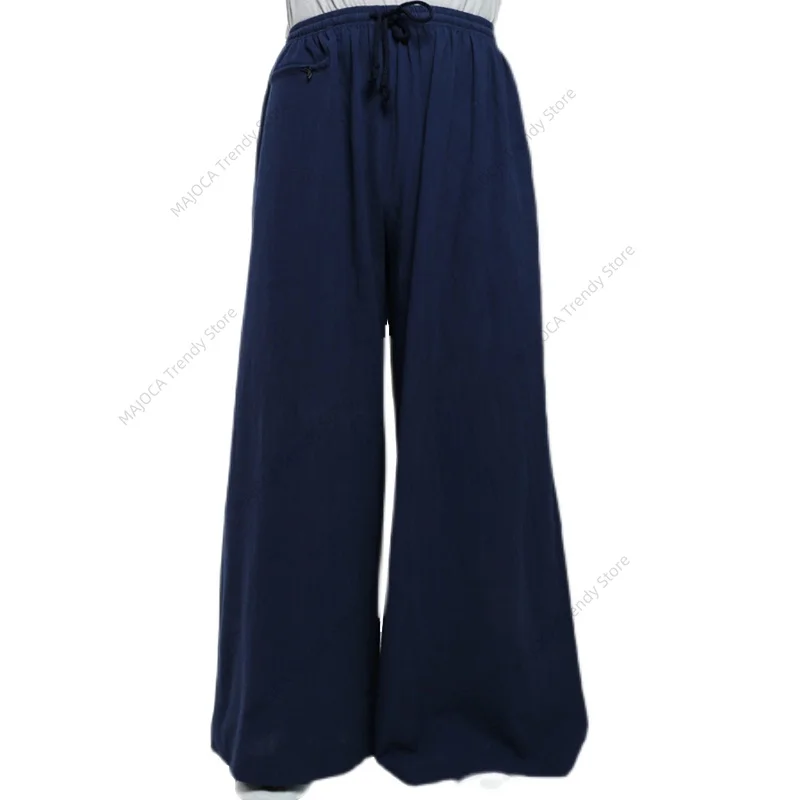 Men's Loose-Fit Cotton-Linen Pants for Buddhist Monks and Zen Meditation Practice