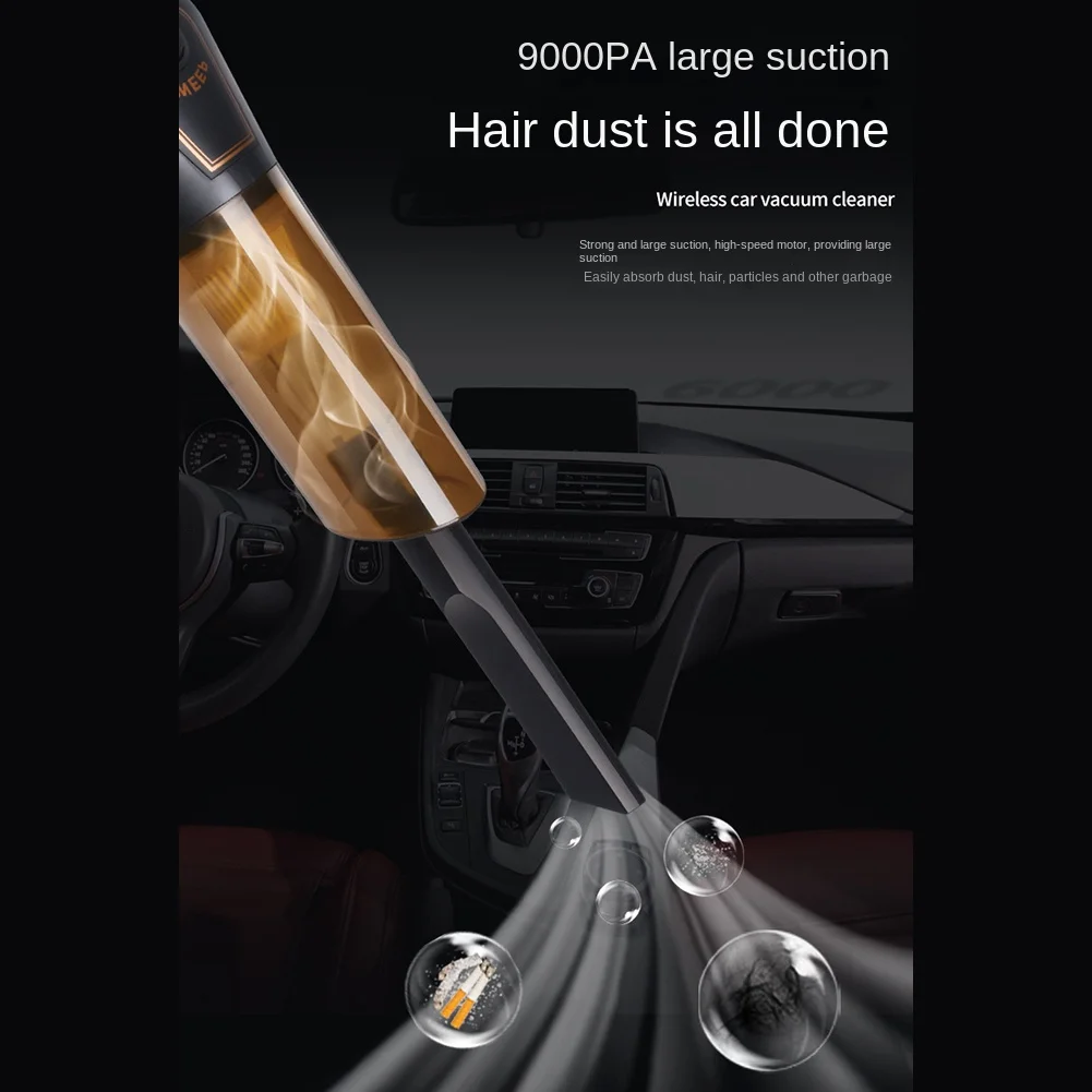 9000Pa Wireless Car Vacuum Cleaner 2 in 1 Blowable Cordless Handheld Auto Vacuum Home & Car Dual Use Black