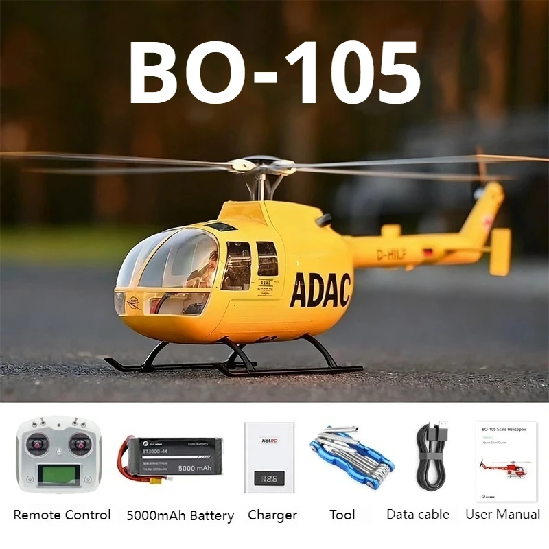 

FLYWING 470 Level BO105 10-Channel ACE Flight control 4 Propeller Simulation Remote Control Helicopter H1 Self-Stabilizing RTF