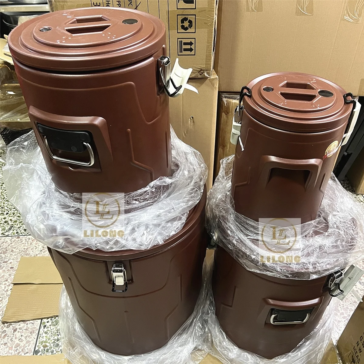 Stainless Steel High Quality 20 40 60 80L Insulated Thermal Barrel Big Capacity Storage Box Food Warmer 4pcs Set