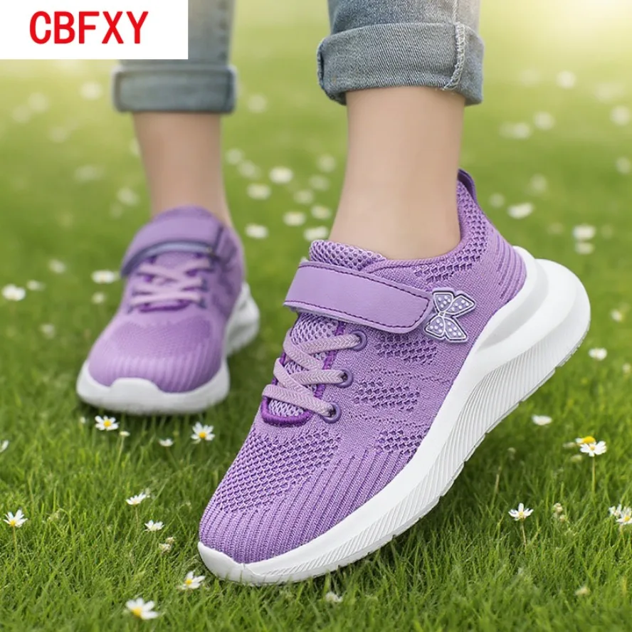 

Cute Girls Casual Shoes Lightweight Mesh Running Sneakers Student Kids Flat Comfortable Walking Footwear Non Slip