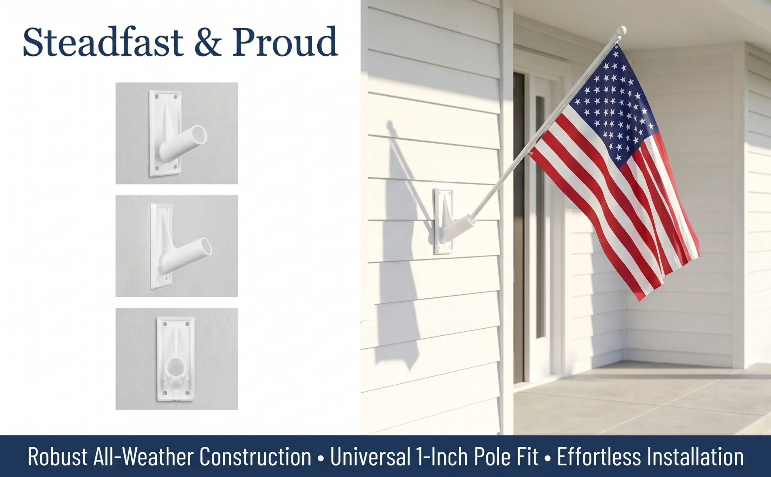 2Pcs Heavy-Duty Weatherproof Flag Pole Bracket Wall Mount Yard Roof Truck Base for Garden Holiday Season Flags Stable Windproof
