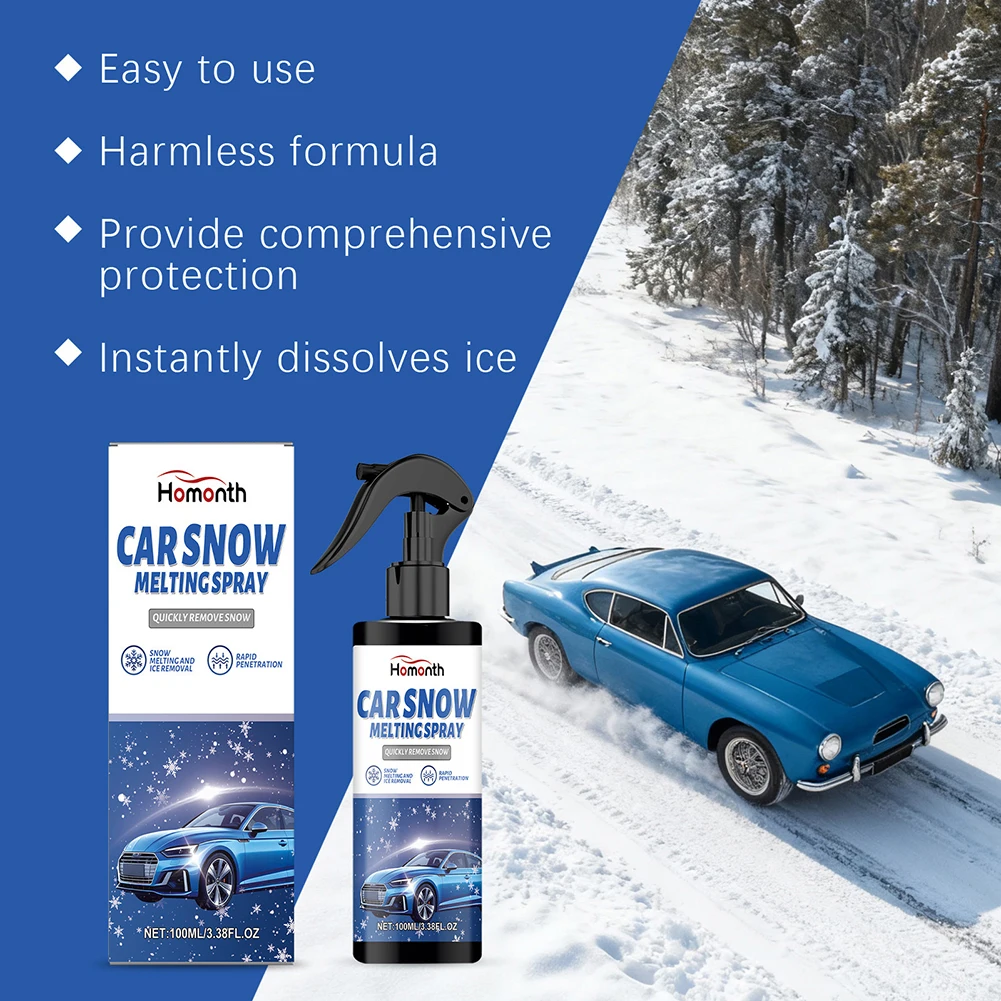 Frost-Away Defroster Spray Multifunctional Safe Ice Melting Agents Spray For Car Window