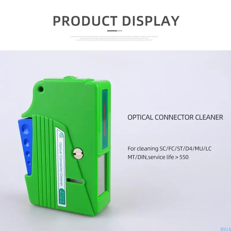 R91A ใยแก้วนำแสงทำความสะอาดใยแก้วนำแสงเครื่องมือทำความสะอาดใยแก้วนำแสงพร้อมตัวเชื่อมต่อเทปคาสเซ็ตทำความสะอาดเส้นใย 1.25 มม. 2.5