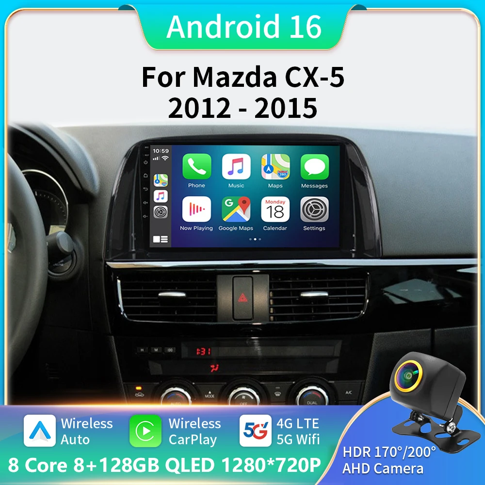 

Android 16 carplay For Mazda CX 5 CX5 CX-5 2012 - 2016 Video Player Car Radio Multimedia Navigation Carplay Head Unit 2din DVD