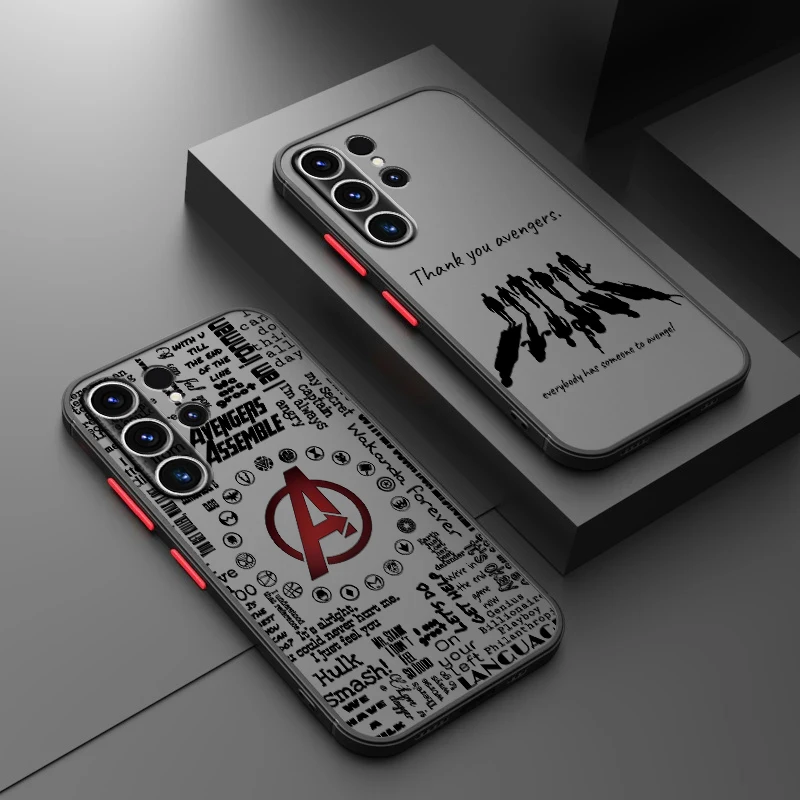 เคสโทรศัพท์ลาย Marvel Avengers Black Edge Shell สำหรับ Samsung Galaxy S20 S23 Ultra S22 Plus S10 S21 FE S9 S25 S24 S21