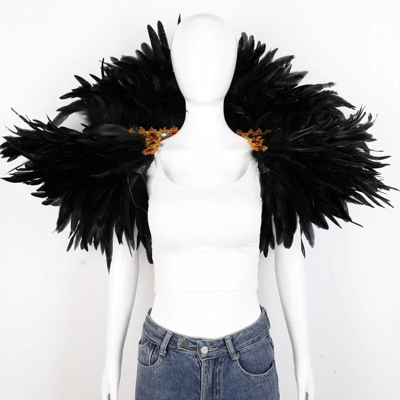 

Feather Shawl Halloween Carnival Costume Runway Performance Ball Vest Scarf Cloak Party Shawl Cosplay Woman Scarf Cosplay Props