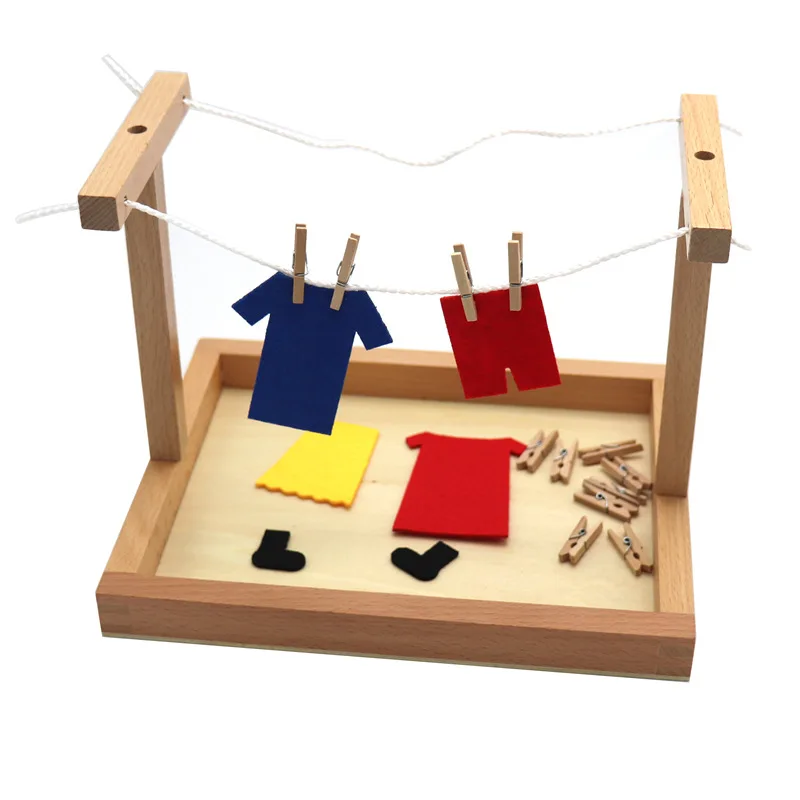 Montessori de madeira do bebê ocupado brinquedos clothesline mão básica vida habilidade aprendizagem cedo brinquedos educativos