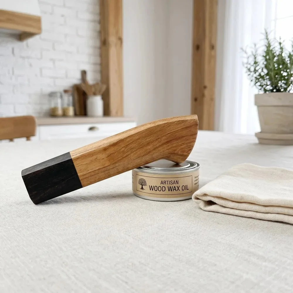 Hardwood Spliced Knife Handle Blank, Polished Natural Wood Handle, Suitable for Fixed Blade Knife DIY Mod