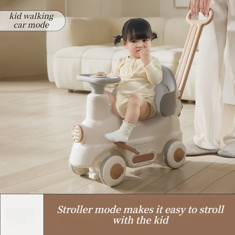 Multifunctional Kids Rocking Horse with Push Handle Children Ride on Rocker Sliding Car Indoor Outdoor Kids Toy Birthday Gift