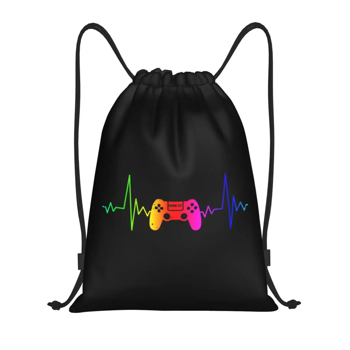 Custom Gamer Gaming Controller Drawstring Bag Women Men Portable Gym Sports Sackpack Video Heartbeat Shopping Storage Backpacks