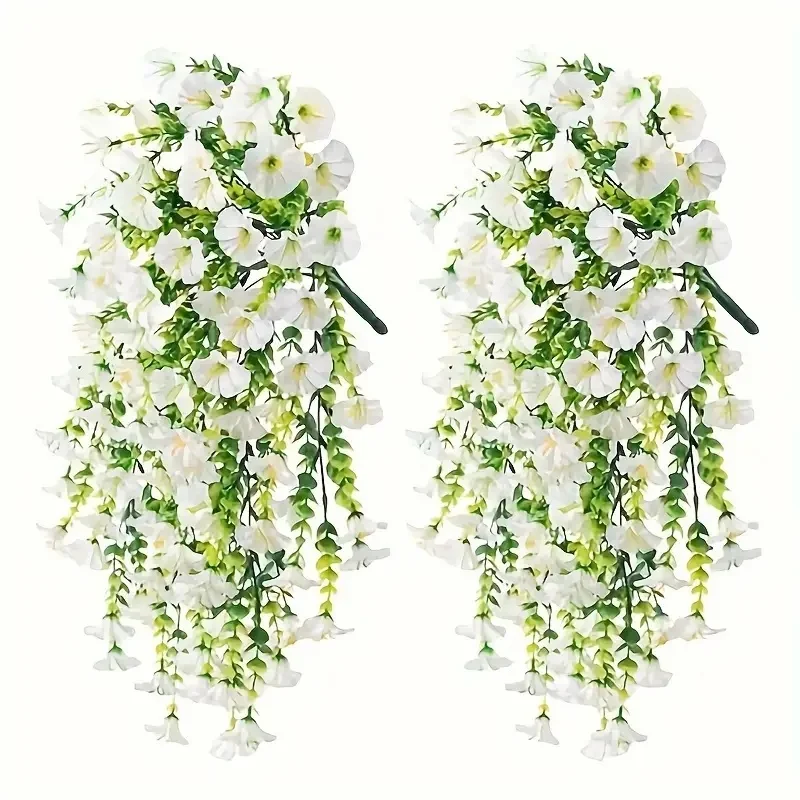 2 stuks UV-bestendig kunstmatige ochtendglorie en eucalyptus hangend decor - perfect voor huis, tuin, bruiloften |   Veelzijdig buiten
