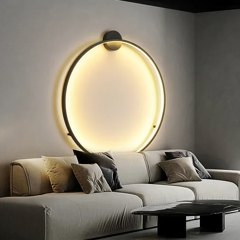 Nordic Circle LED Wall Lamp Minimalist Background for Living Room Hall Hotel Bedside Home Decor Sconces Indoor Lighting Fixture