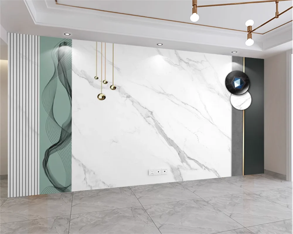 ورق حائط Beibehang خلفية تلفزيون حديثة مخصصة، نمط رخامي جديد، ملصق حائط عالي الجودة، ورق حائط لغرفة المعيشة