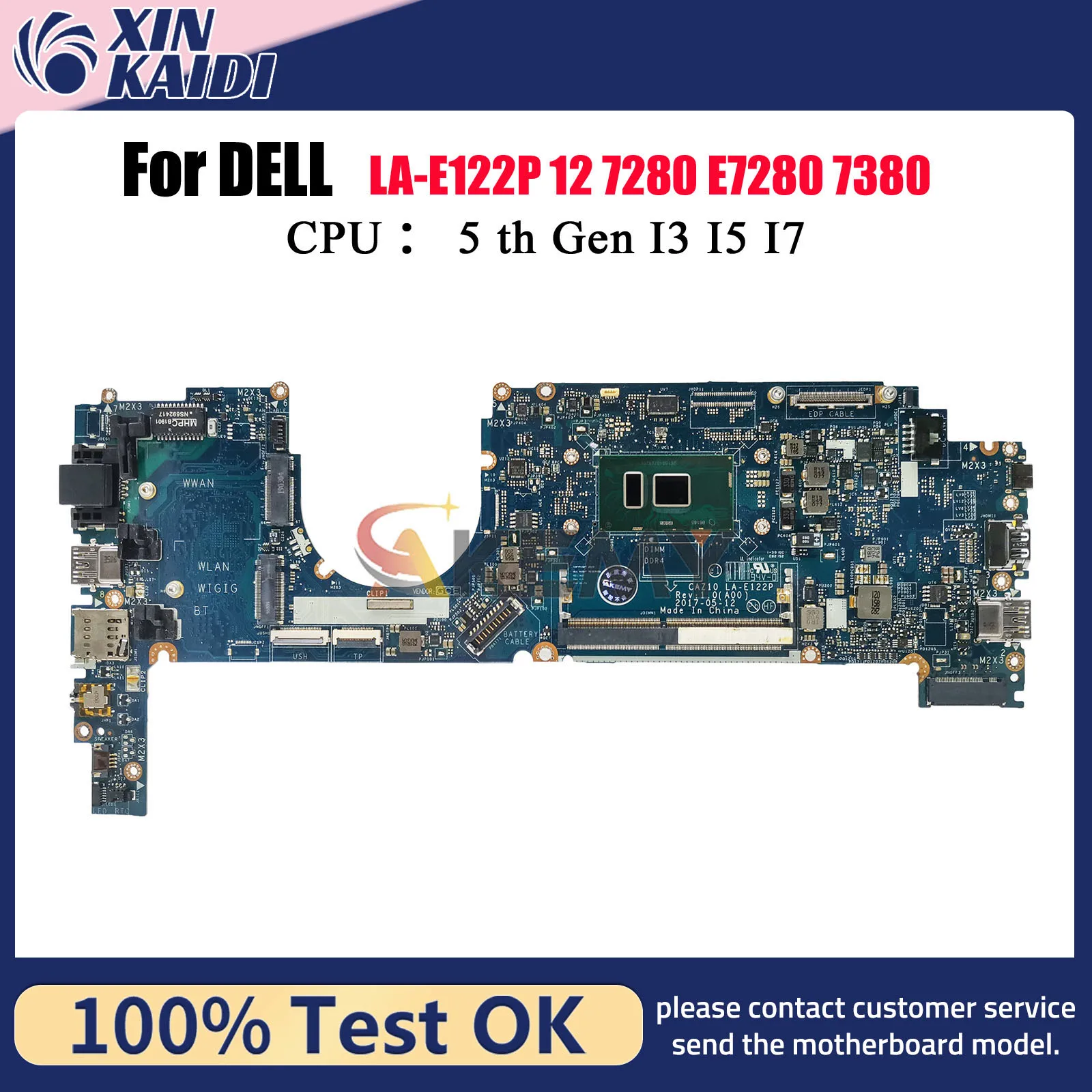 

For Dell Latitude 7280 Notebook Mainboard LA-E121P LA-E122P with i5 i7 6/7th CPU 0R5YF6 0HP2CR 0Y044T 0NYJY5 100% Tested OK