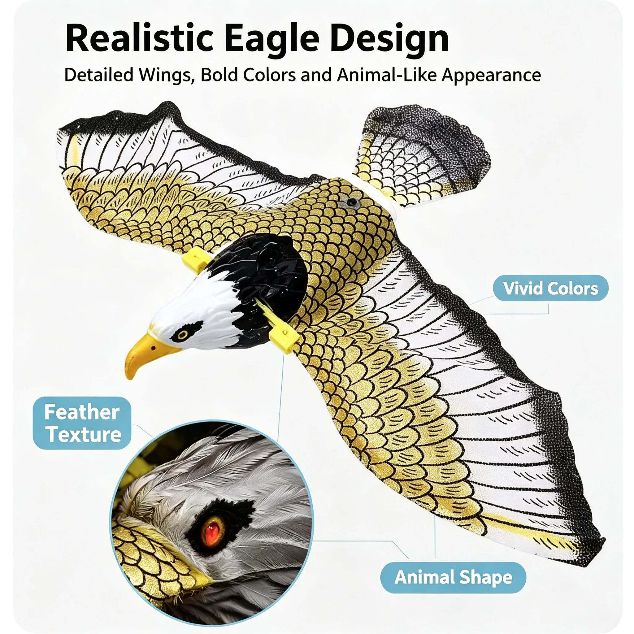 Flying Owl Repellent Scarer Emulation Flying Hanging Eagle Bird Deterrent Hawk Bird Garden Scarecrow Yard Outdoor Pest Control