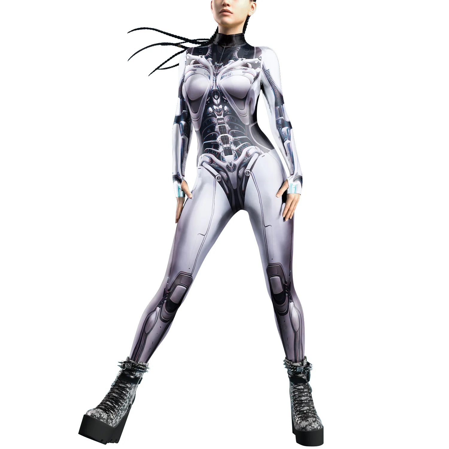 Erwachsenen-Damen-Jumpsuit Steampunk-Rüstung Bedruckte Cosplay-Kostüme Halloween Karneval Bühnenparty Bodysuit Zentai-Outfit 2026 – Detail 6