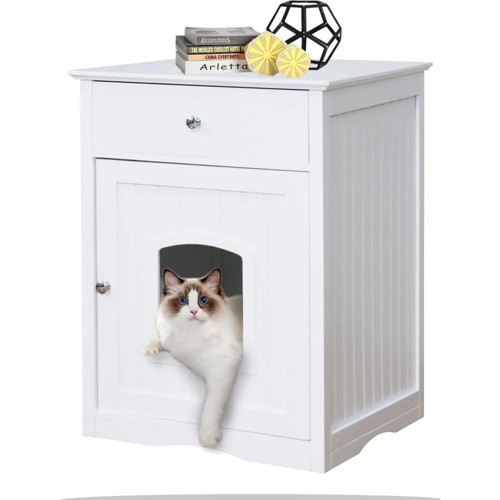 

Cat Cupboard - Indoor Cat House Side Table, Litter Box Enclosure, Pet Crate Nightstand