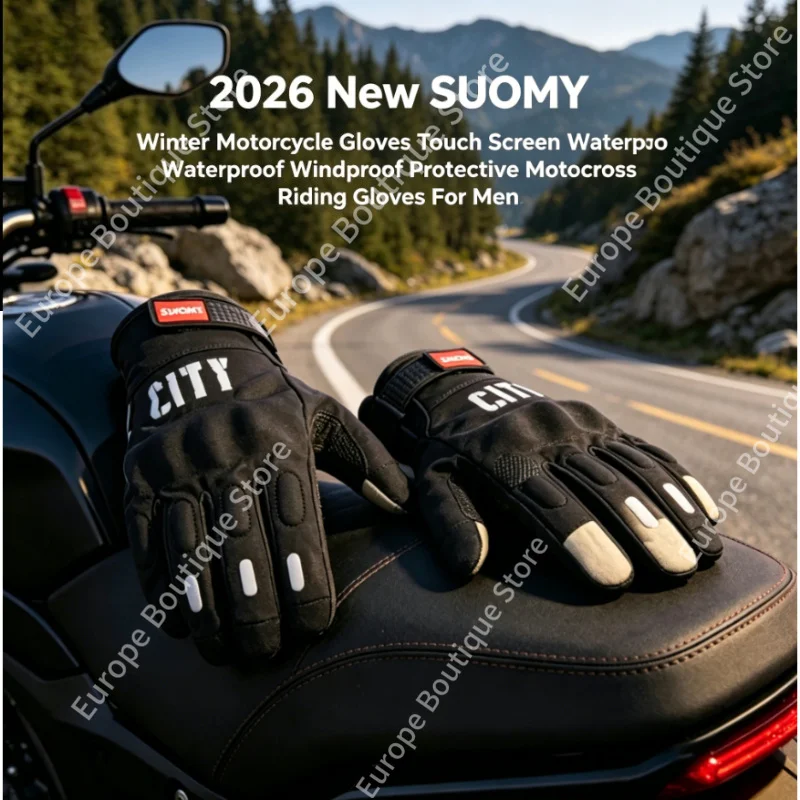

2026 NEW SUOMY Waterproof Windproof Winter Motorcycle Gloves Men Touch Screen Protective Motocross Riding Gear