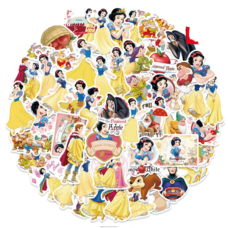 

Bandai 50PCS Snow White DIY Stickers Phone Trunk Refrigerator Waterproof Anime Stickers Anime Figure Image Toys Sticker Gift