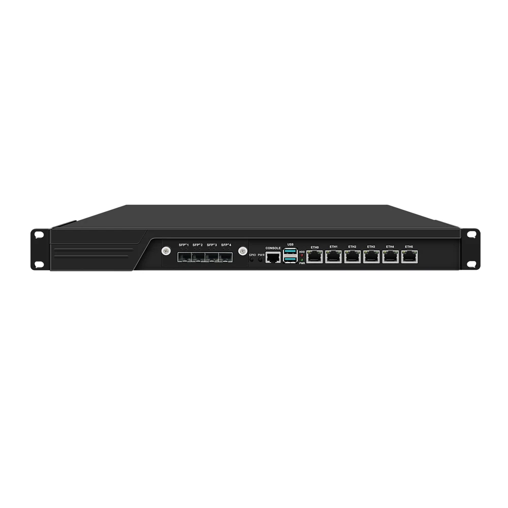 HUNSN 1U Firewall Appliance 10GbE with Redundancy Power Supply,PFSense,Mikrotik,I3/I5/I7,RJ59,OPNsense,6LAN,Support 19-24V DC