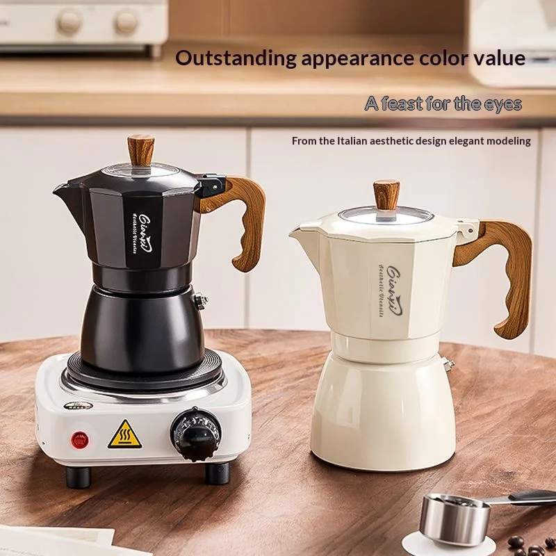 Coffee Double Valve Mocha Pot Home Small Italian Espresso Extraction Coffee Machine Hand Brewing Coffee Pot Outdoor Set