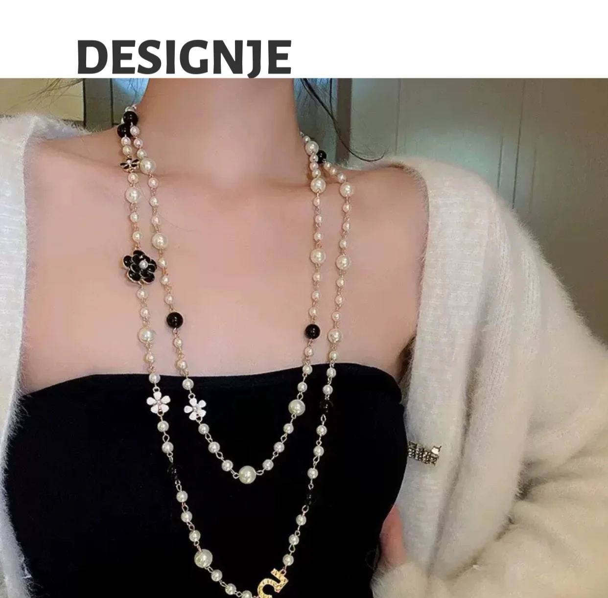 

[Elegant] Luxurious and high-end multi-layer pearl sweater chain for women, simple and elegant long necklace