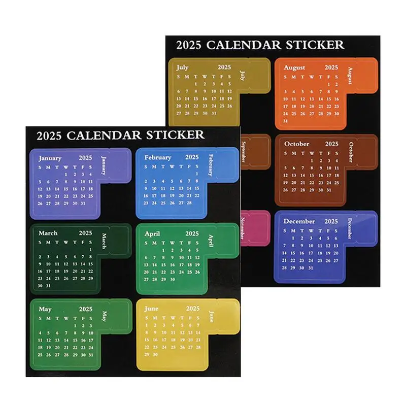 2025 Calendar Stickers Notebook Journal Planner Index Stickers Yearly Monthly Shcedule Organizers Ka-waii Calendar Bookmarks