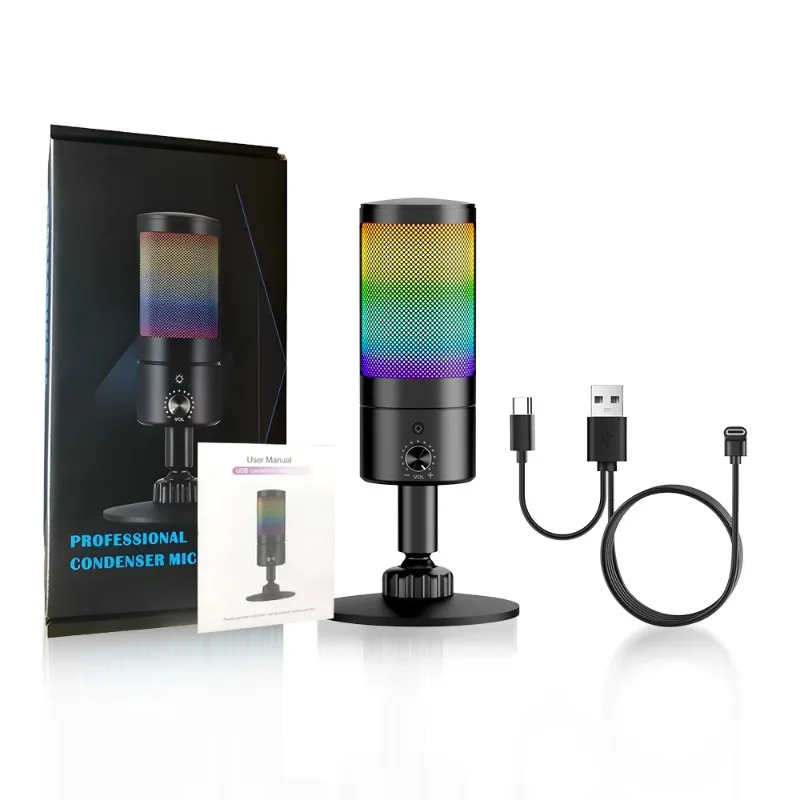 RGB Microphone USB Live Condenser Microphone Microphone Computer Competitive Audio Tape Lighting