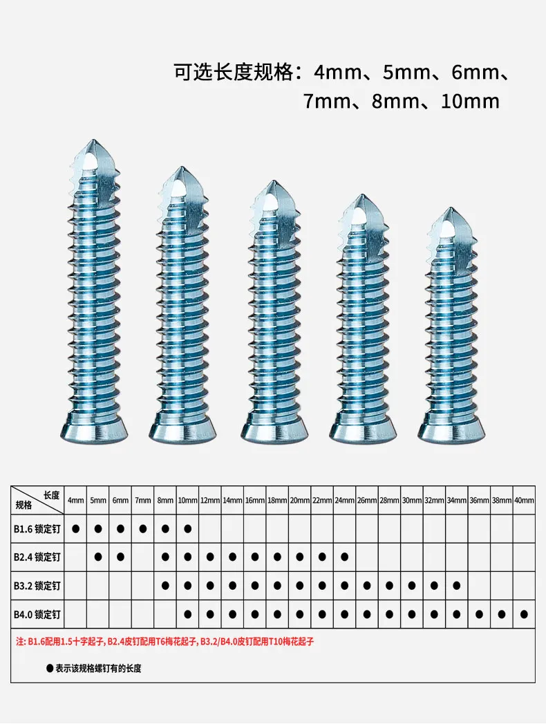 10pcs  Animal ALPS titanium alloy B1.6mm locking self  screw