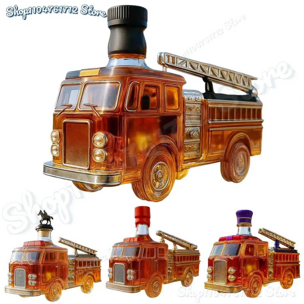 

New Fires Truck Whisky Decanter Glass High Borosilicate Glass Liquor Whiskey Wine Bottle Statue Decoration For Bar Office Home