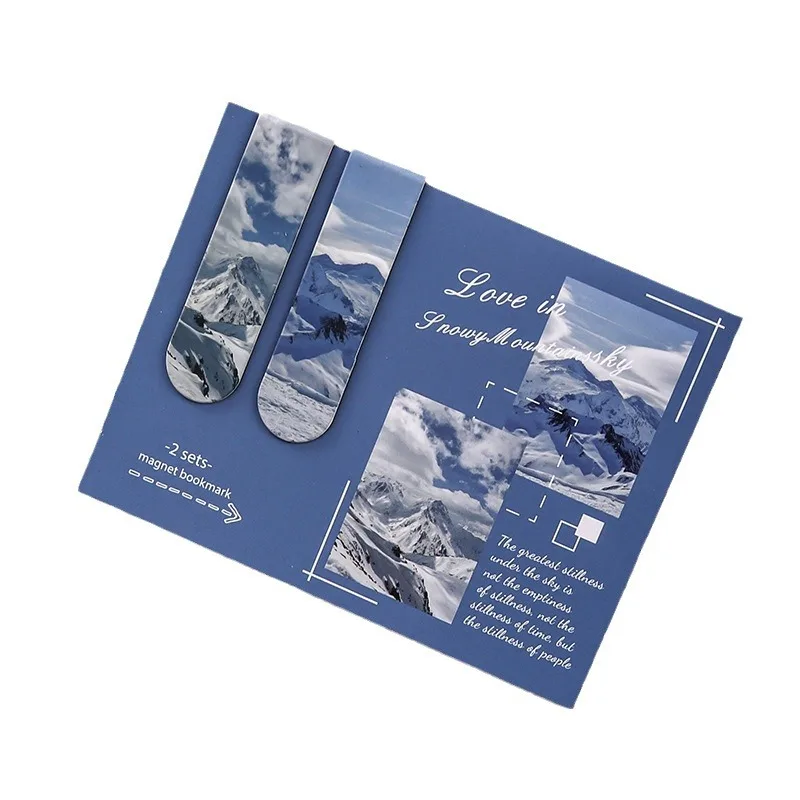 2pcs/set Natural Scenery Magnetic Bookmark For Pages Books Readers Student Reading Supplies Stationery Creative Gifts