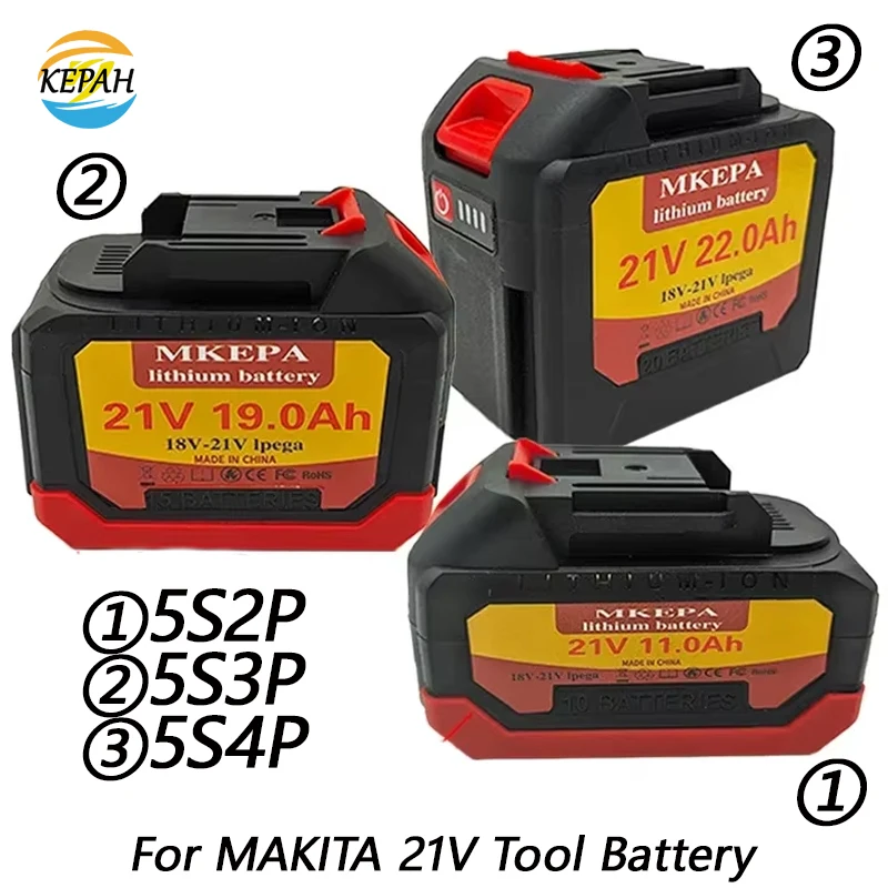 21V Tool Battery Suitable for Makita 11Ah/19Ah/22Ah Rechargeable Battery 18650 Lithium-ion 18V battery Drill Wrench Screwdriver