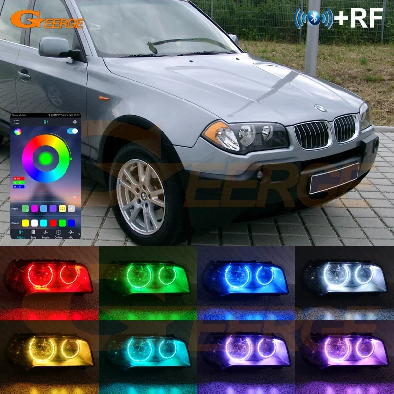 

For BMW E83 X3 Pre Facelift 2003 2004 2005 2006 Day Light Bluetooth App Multi-Color Ultra Bright RGB LED Angel Eyes Halo Rings