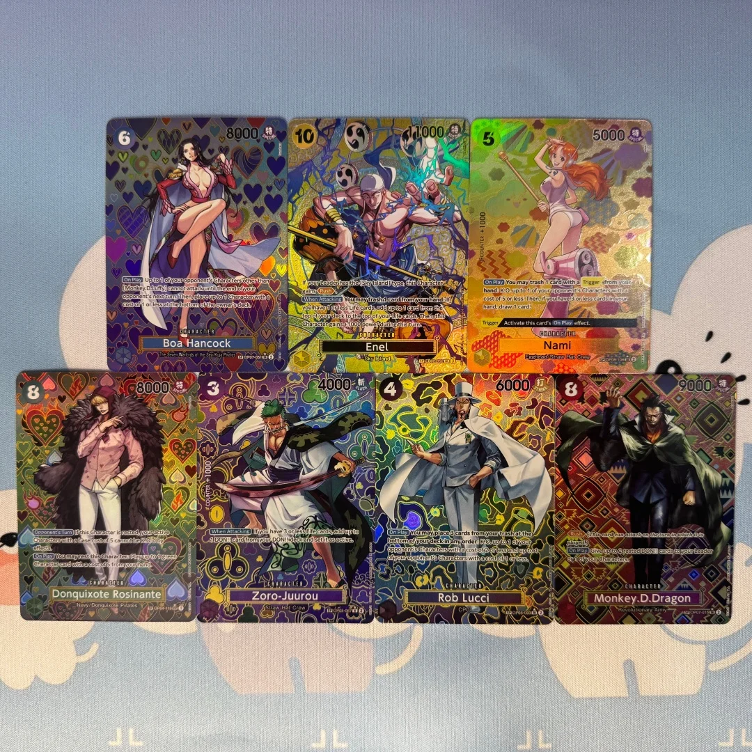Коллекционная карточка One Piece DIY English SP Rob Lucci OP05-067 Zoro-Juurou Folding Flash Card EB02-052 Enel Boa Hancock TCG