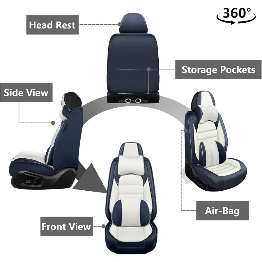 Set completo di coprisedili per auto per Pontiac GTO 20042006 Protezioni per sedili in pelle nappa premium resistenti alle macchie impermeabili con Integrat