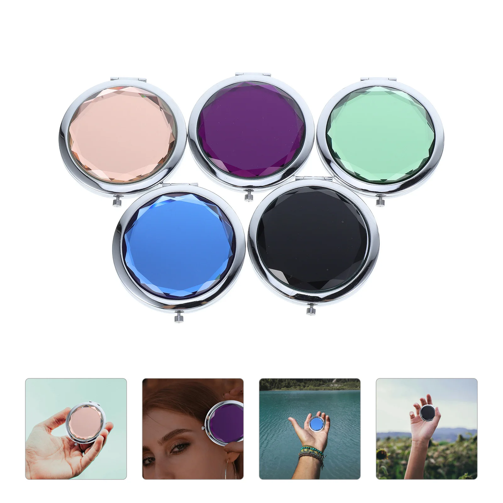

5 Pcs Double Side Mirror Pocket Folding Double-sided Portable Small Makeup for Purse