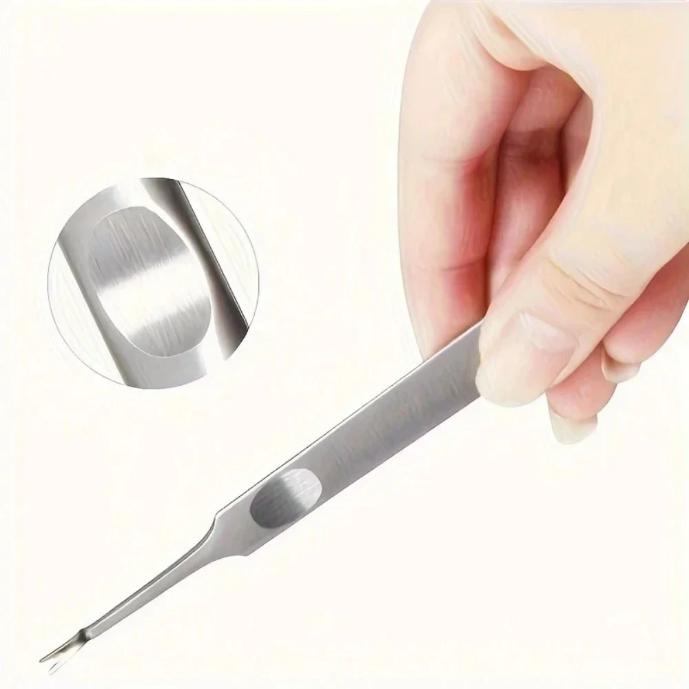 المهنية الفولاذ المقاوم للصدأ 1 قطعة انتهازي للبشرة مزيل بشرة الأظافر الكالس الجلد الميت شوكة مانيكير باديكير أدوات LK-AA317