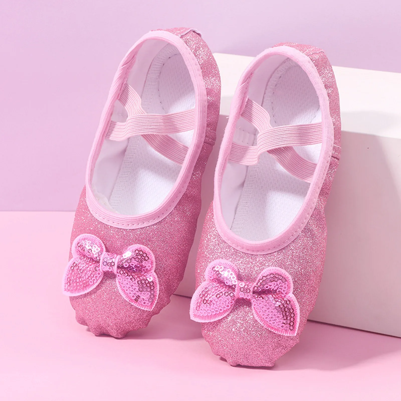 

Children Sequins Ballet Shoes Bowknot Dance Shoes Warm Dance Ballet Performance Classic Split-Sole Indoor Shoes Yoga Dance Shoes