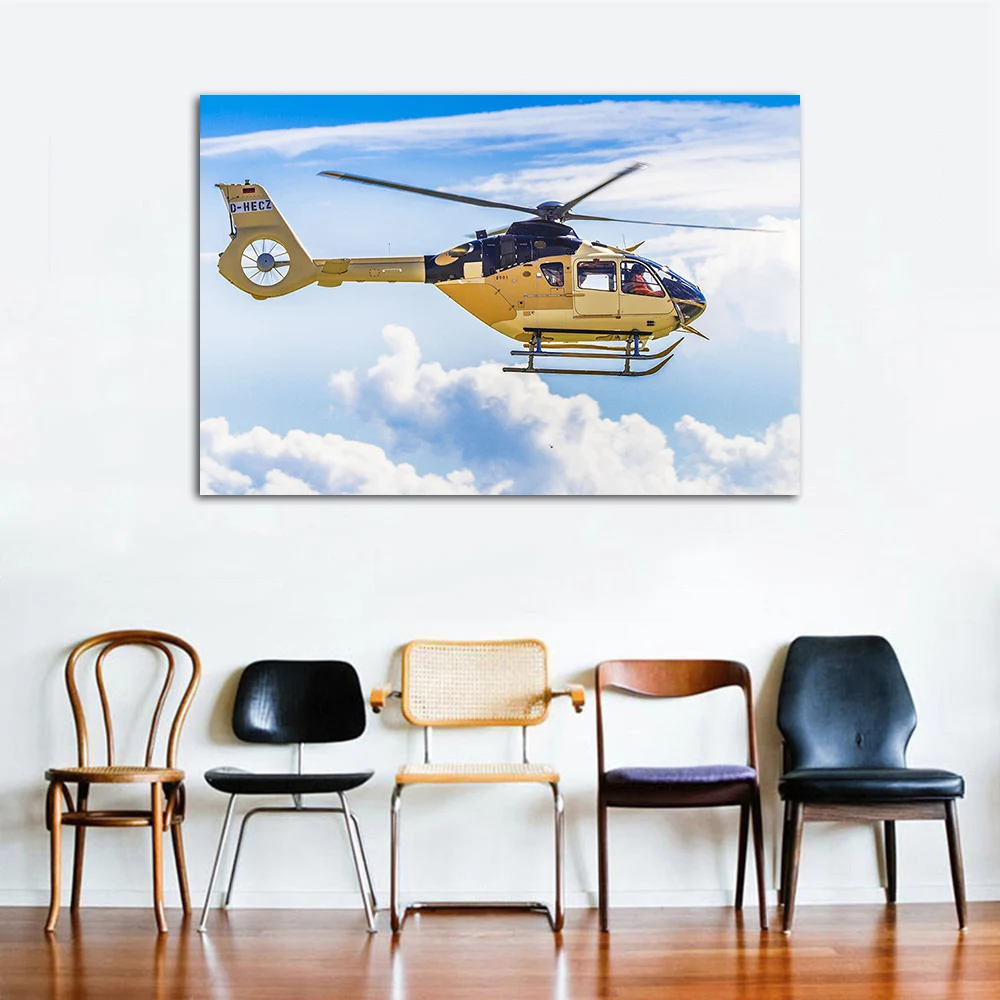 Airbus-H135 Helicopter Posters and Prints Modern Wall Art Canvas Painting for Home Living Room Decor No Frame