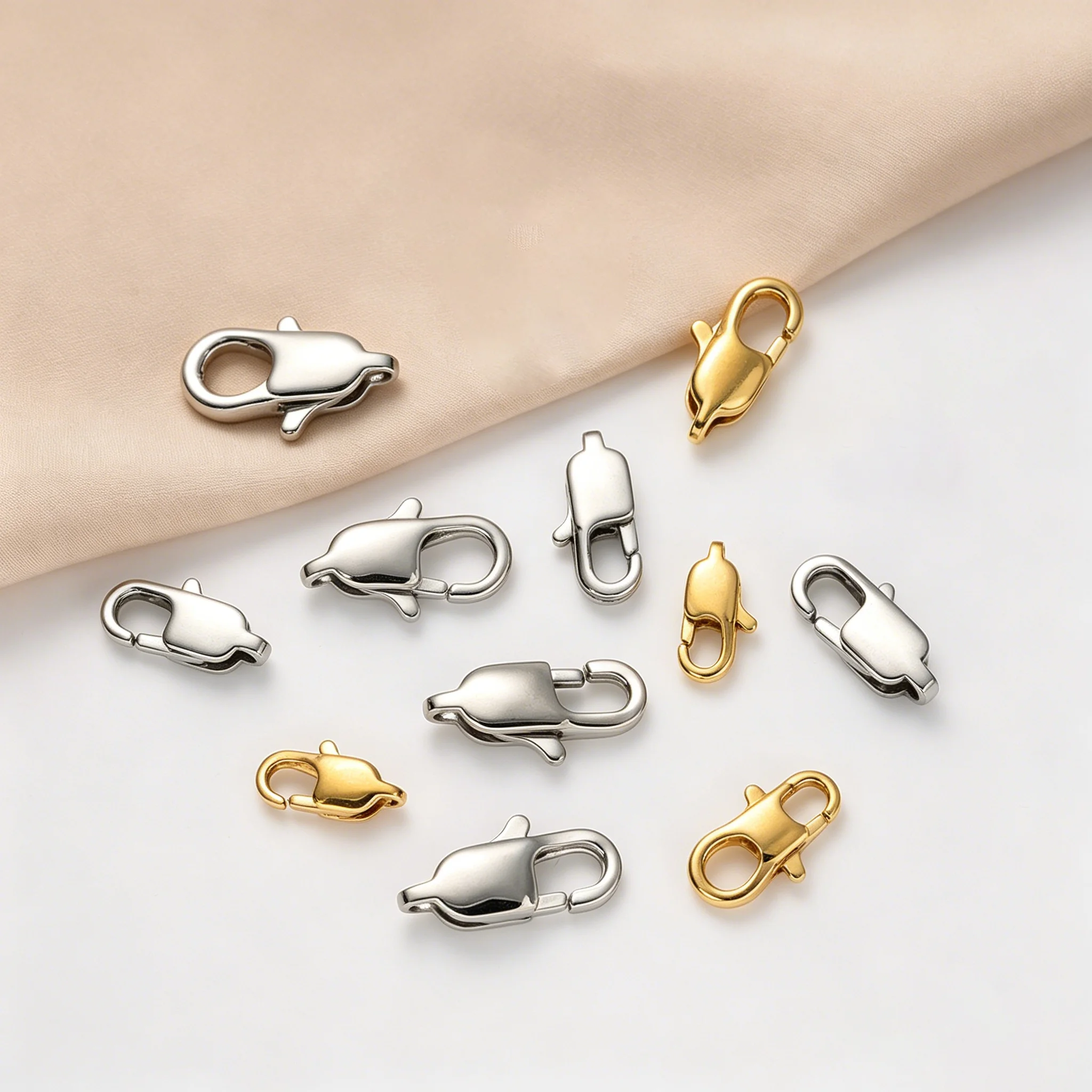 5 Stück/Set Edelstahl Rechteckige Karabinerverschlüsse Halskettenhaken Armbandverbinder DIY Ketten Schmuckherstellung Zubehör – Detail 3