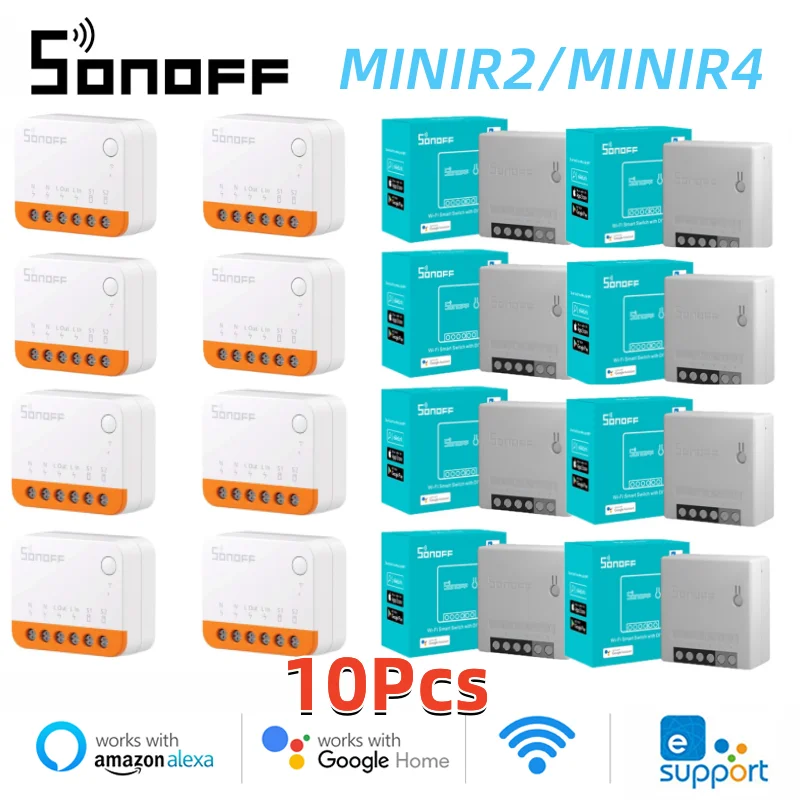 

10 шт. релейный модуль SONOFF Wi-Fi для умного дома, мини-модуль R2 R4, беспроводной Wi-Fi переключатель «сделай сам», двухсторонний пульт управления, прерыватель Alexa E-WeLink