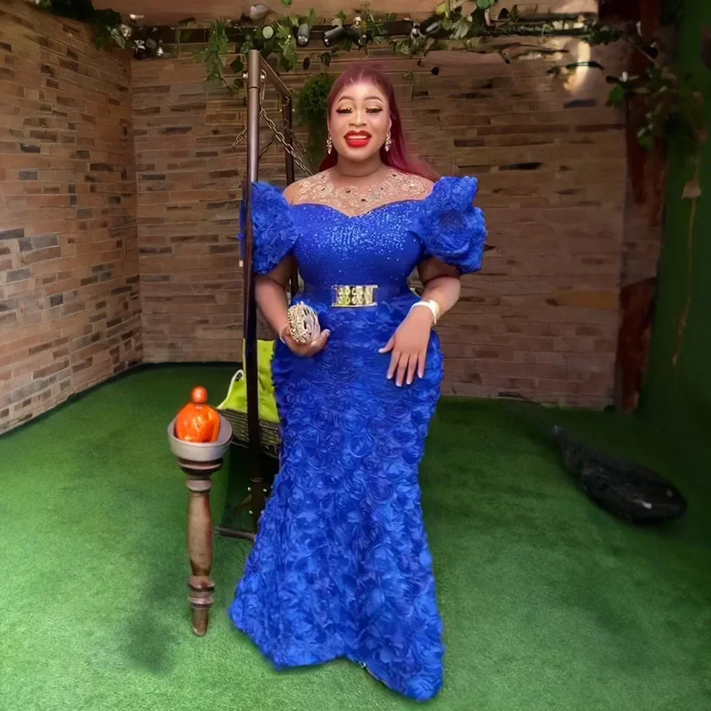 

Вечерние платья для свадебной вечеринки, выпускного вечера, Дубай, африканские женщины, роскошное платье русалки с блестками и цветами, длинное платье, элегантное женское платье Bi