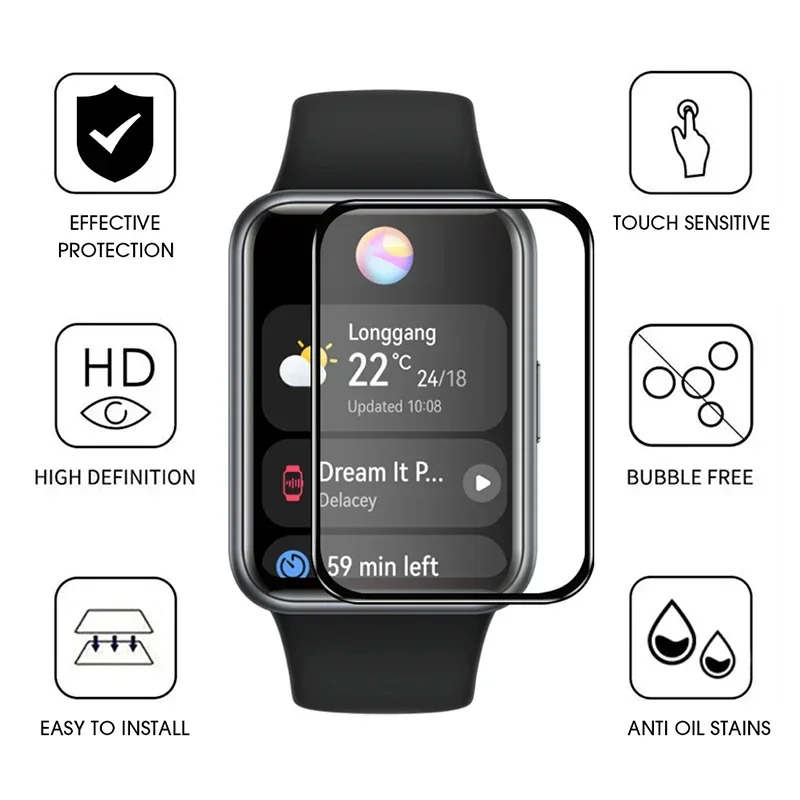 Beschermend Zacht Glas Voor Huawei Horloge Fit 2 Screen Protector 3D Gebogen Rand Beschermfolie anti-kras Voor Huawei Band 6 7 8