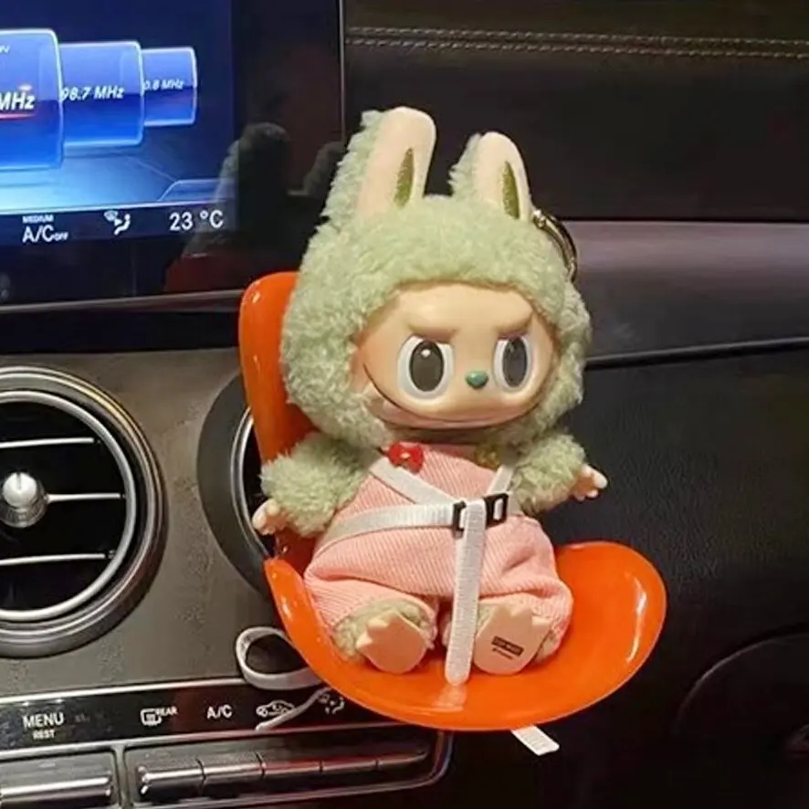 Dolls Accessories Labubu Mini Plush Car Seat Safety Seat with Car Air Vent Ornament Car Decoration