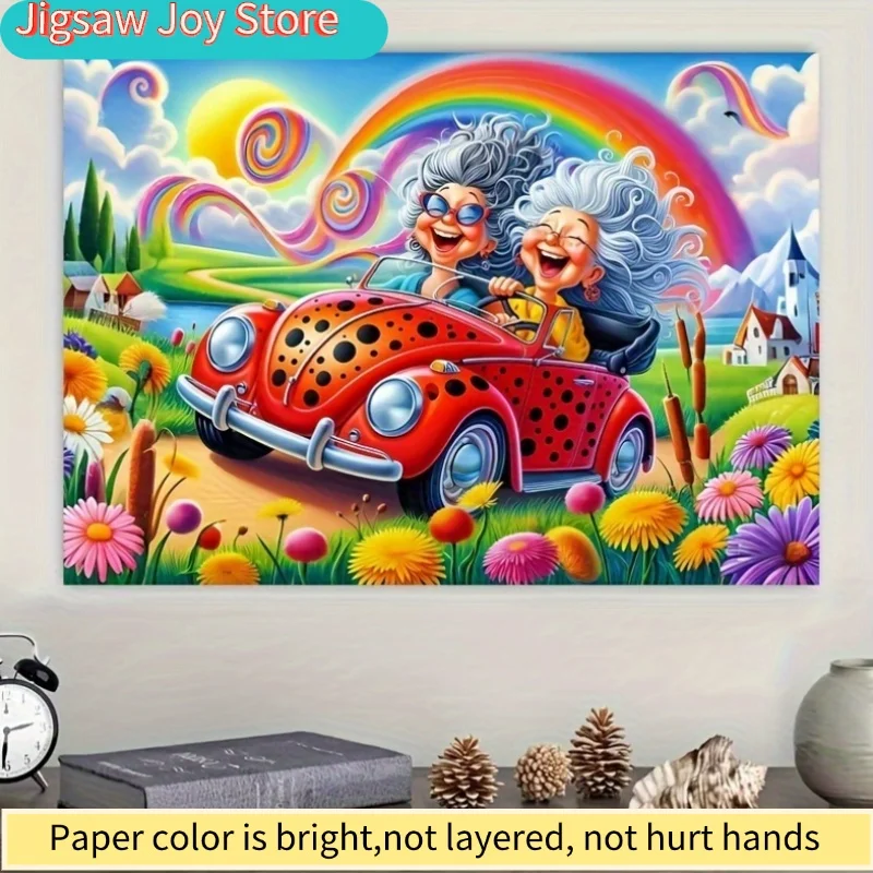 A Thousand-Piece Puzzle Featuring Joyful Sisters in Driving Scenes, This Portable Cuboid Art Decoration Is Perfect for Those W