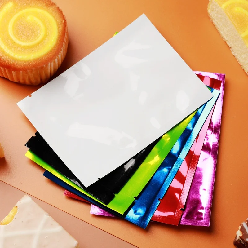 

100PCS Open Top Flat Gold Aluminum Foil Bag Heat Sealing Herbal Powder Snack Coffee Chocolate Cereals Tea Gifts Storage Pouches